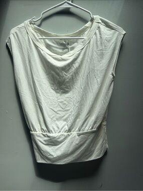 Sleeveless White Elastic-Waist Tank Top